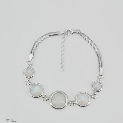 Bracelet Pierre de Lune en Argent - Calliope, bijou pierre blanche