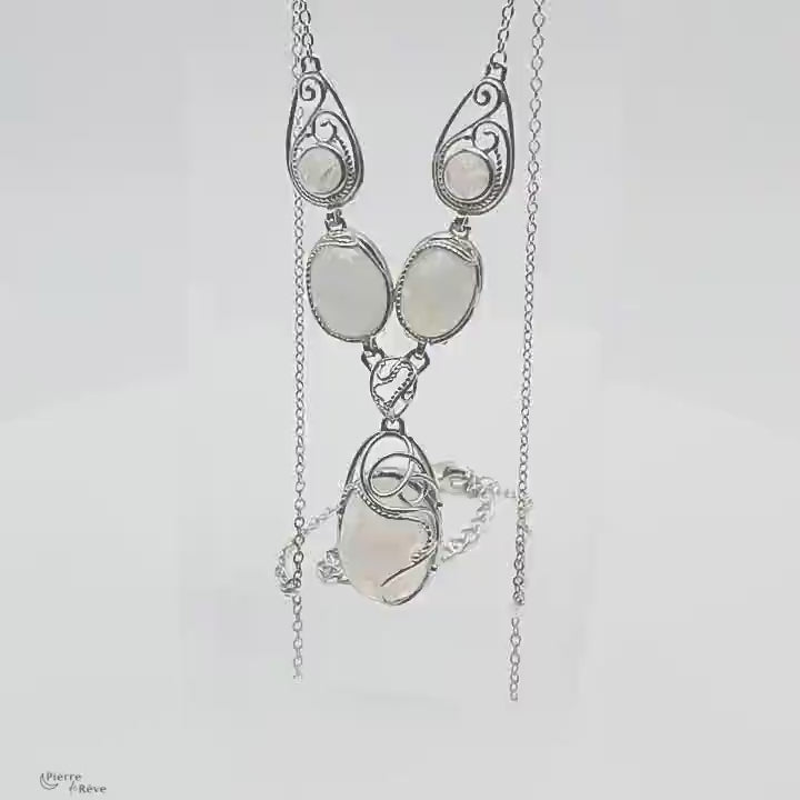 Collier Pierre de Lune en Argent - Eulophe, bijou pierre naturelle