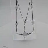 collier en pierre de lune naturelle véritable sur argent rhodie pour femme